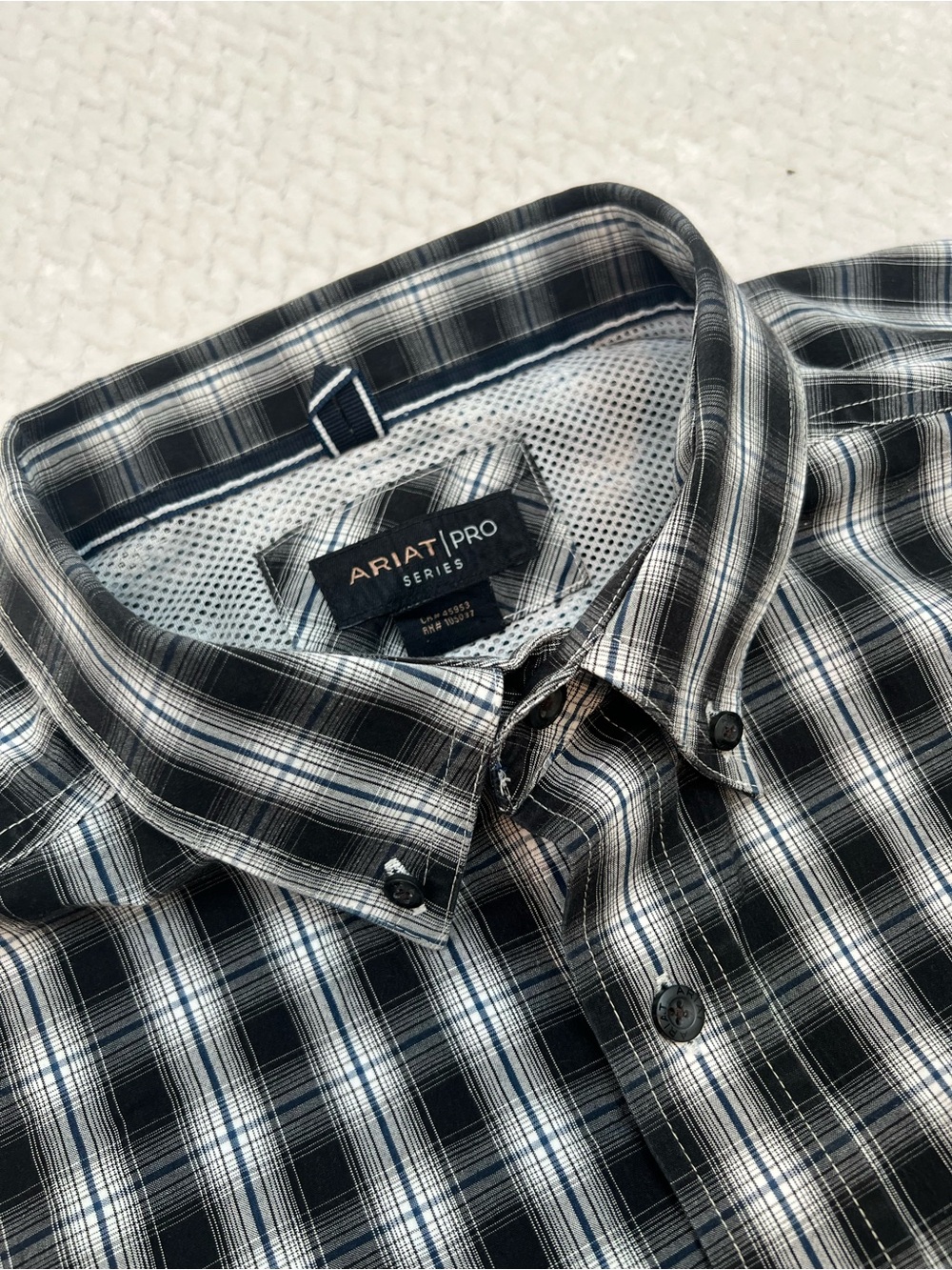 Ariat Pro Series Long Sleeve Button Down Western Shirt Black/White - MENS XXL